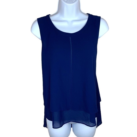Naked Zebra Dark Blue Sleeveless Blouse Lined Small Top - Picture 1 of 7